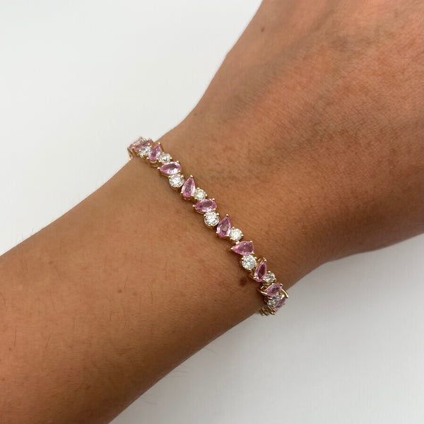 14K GOLD DIAMOND PINK SAPPHIRE CASSIE BRACELET