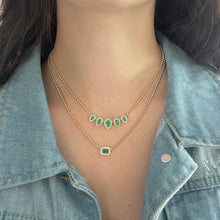 14K GOLD DIAMOND EMERALD ELIZA NECKLACE