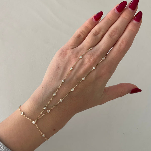 14K GOLD DIAMOND BIANCA HAND CHAIN
