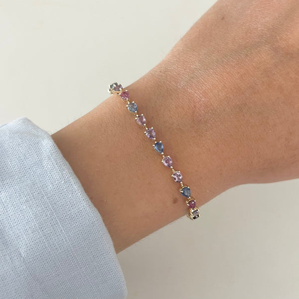 14K GOLD MULTI COLOR SAPPHIRE MELINDA BRACELET