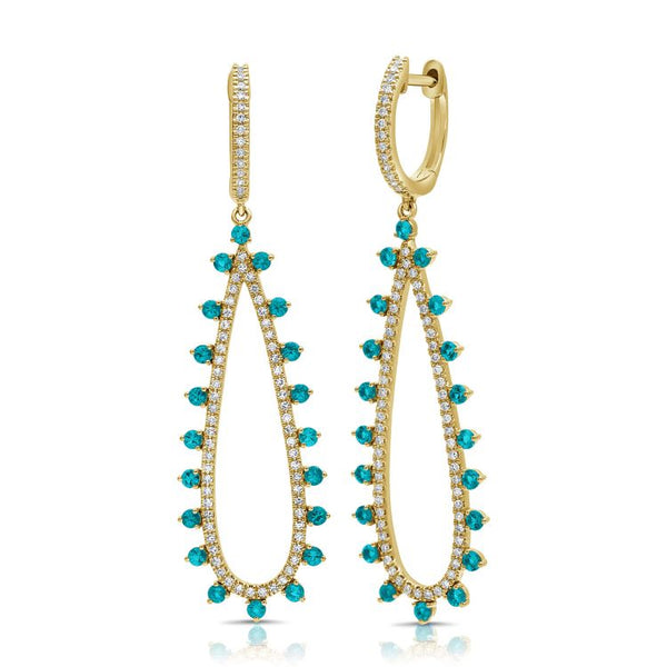 14K GOLD DIAMOND TURQUOISE MAGGIE EARRINGS