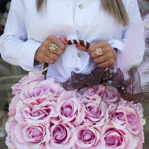 14K GOLD DIAMOND PINK SAPPHIRE KATRINA FLOWER RING