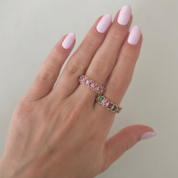 14K GOLD DIAMOND PINK SAPPHIRE TATUM RING