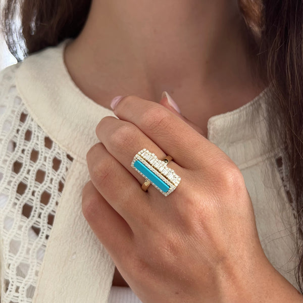 14K GOLD DIAMOND MELISSA TURQUOISE RING