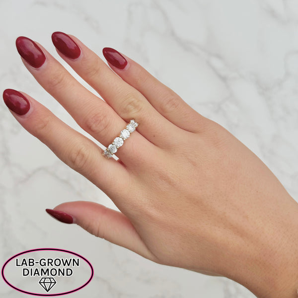 14K GOLD 2.50 CT LAB GROWN DIAMOND 7 STONE RING