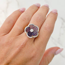 14K GOLD DIAMOND AND AMETHYST CHRISSY FLOWER RING