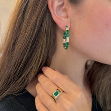14K GOLD DIAMOND AND EMERALD DARYA HOOPS