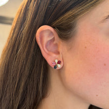 14K GOLD DIAMOND MULTICOLOR LEORA FLOWER STUDS