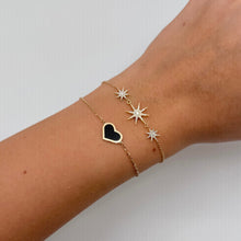 14K GOLD ONYX MEG HEART BRACELET