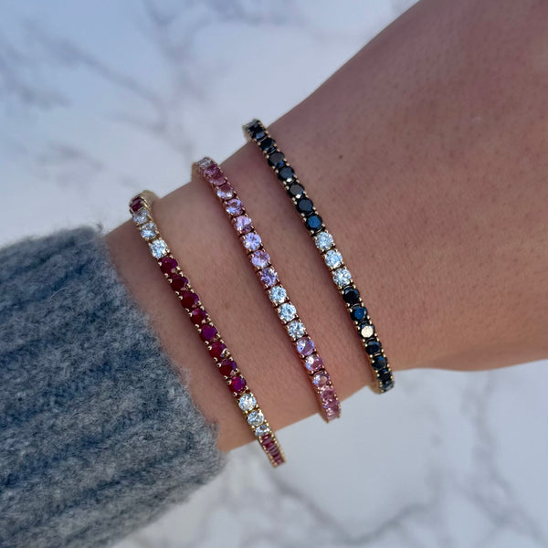 14K GOLD DIAMOND AND BLACK DIAMOND BESS BRACELET