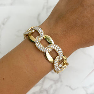 14K GOLD DIAMOND LIZ LINK BANGLE – Jen K Online