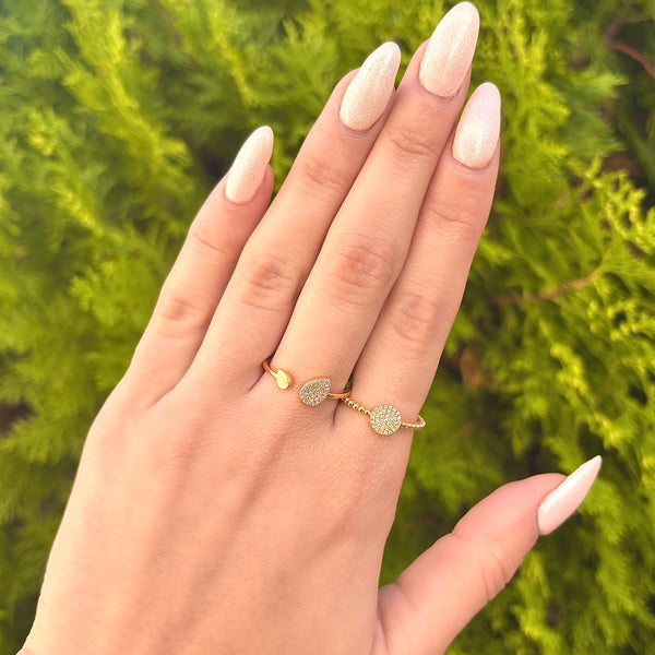 14K GOLD DIAMOND IRIS PEAR RING