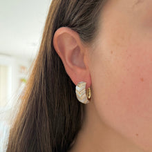14K GOLD DIAMOND MOTHER OF PEARL SENNA HOOPS