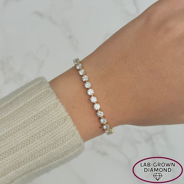 14K GOLD 10.00 CT LAB GROWN DIAMOND 3 PRONG TENNIS BRACELET
