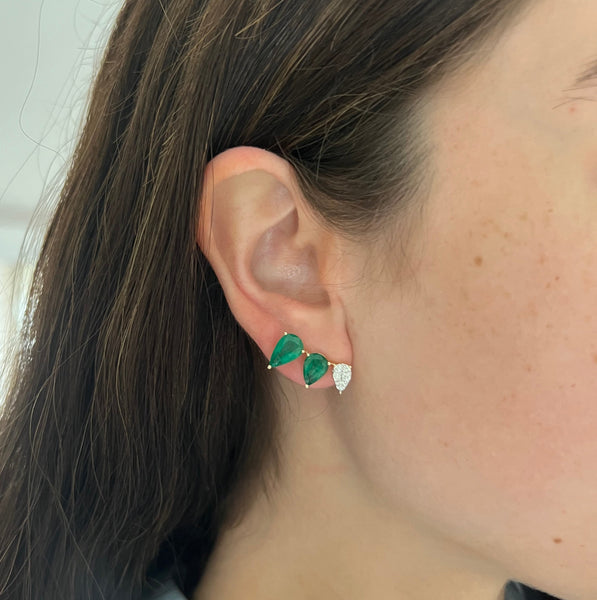 14K GOLD DIAMOND EMERALD ISABEL EARRINGS