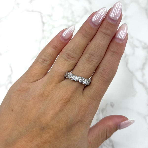 14K GOLD 2.82 CT LAB GROWN DIAMOND 7 STONE HEART RING