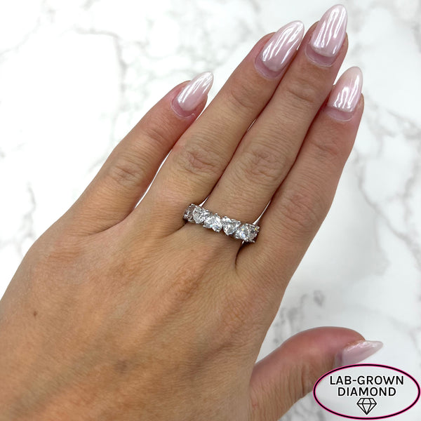 14K GOLD 2.82 CT LAB GROWN DIAMOND 7 STONE HEART RING