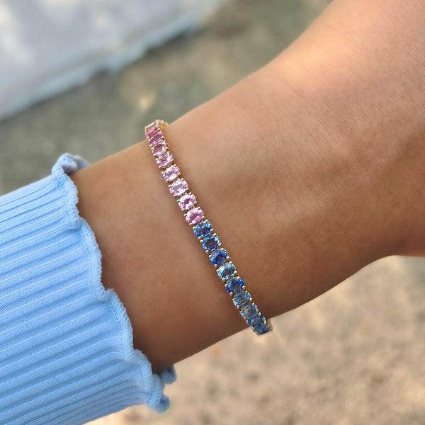 14K GOLD PINK AND BLUE SAPPHIRE SKYLAR BRACELET