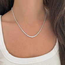 14k GOLD 5.50 CT LAB GROWN DIAMOND GRADUATED TENNIS NECKLACE