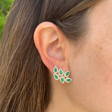 14K GOLD DIAMOND EMERALD LORI EARRINGS