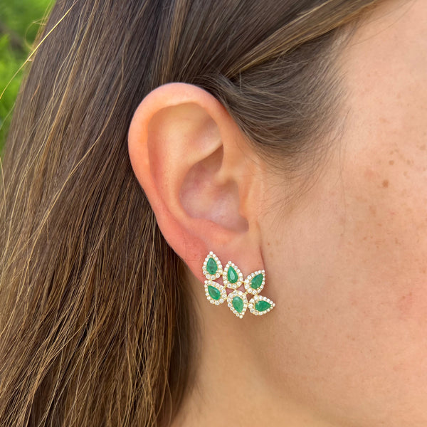 14K GOLD DIAMOND EMERALD LORI EARRINGS
