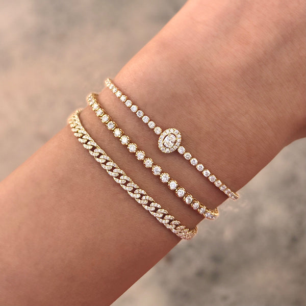 14K GOLD DIAMOND MALI OVAL BRACELET