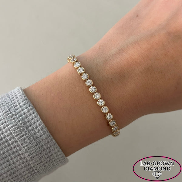 14K GOLD LAB GROWN DIAMOND BELLA BEZEL TENNIS BRACELET