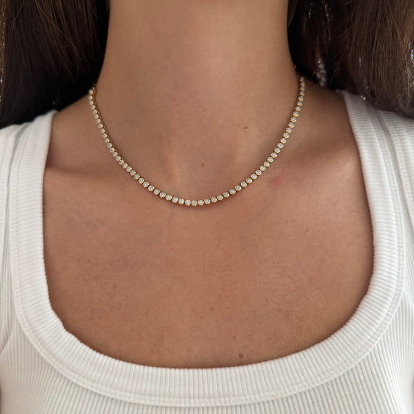 14K GOLD DIAMOND RILEY BEZEL NECKLACE