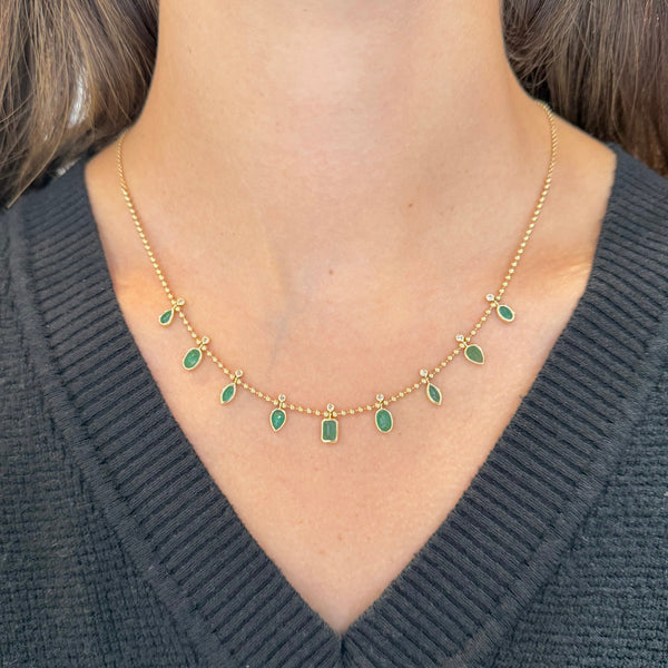 14K GOLD DIAMOND AND EMERALD CHARISSE NECKLACE