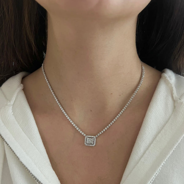 14K GOLD DIAMOND STACY EMERALD NECKLACE