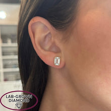 14K GOLD 4.00 CT LAB GROWN DIAMOND EMERALD BEZEL STUDS