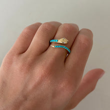 14K GOLD DIAMOND TURQUOISE SNAKE RING