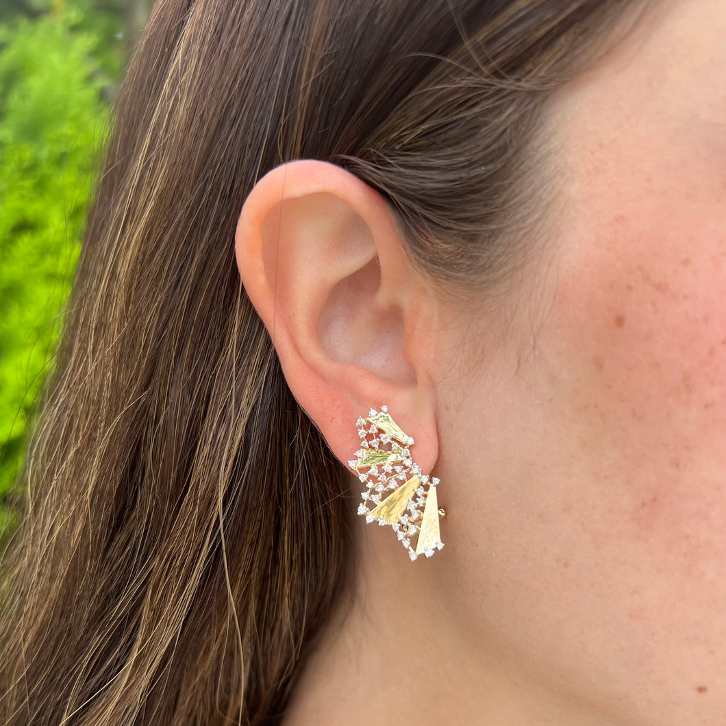 14K GOLD DIAMOND SAGE EARRINGS