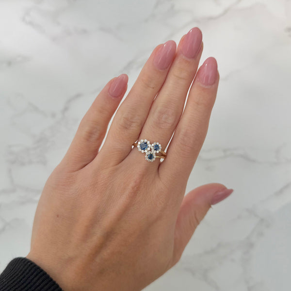 14K GOLD DIAMOND AND SAPPHIRE LUCY RING