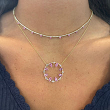 14K GOLD PINK SAPPHIRE SABRINA NECKLACE