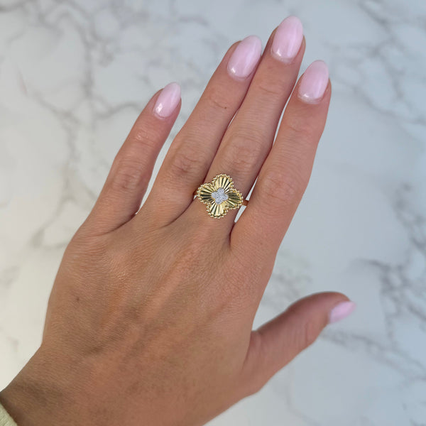14K GOLD DIAMOND SOPHIE CLOVER RING