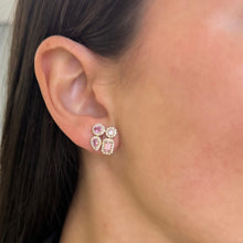 14K GOLD DIAMOND PINK SAPPHIRE RACQUI STUDS