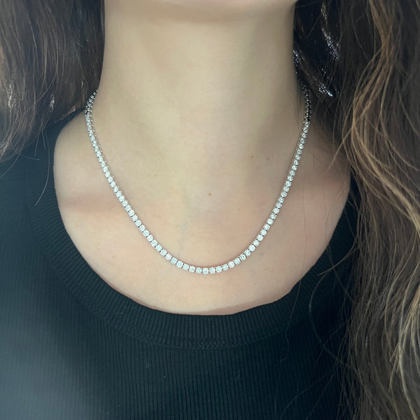 14K GOLD 6.65 CT DIAMOND CLASSIC TENNIS NECKLACE