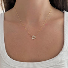 14K GOLD DIAMOND SMALL BAGUETTE STAR OF DAVID NECKLACE