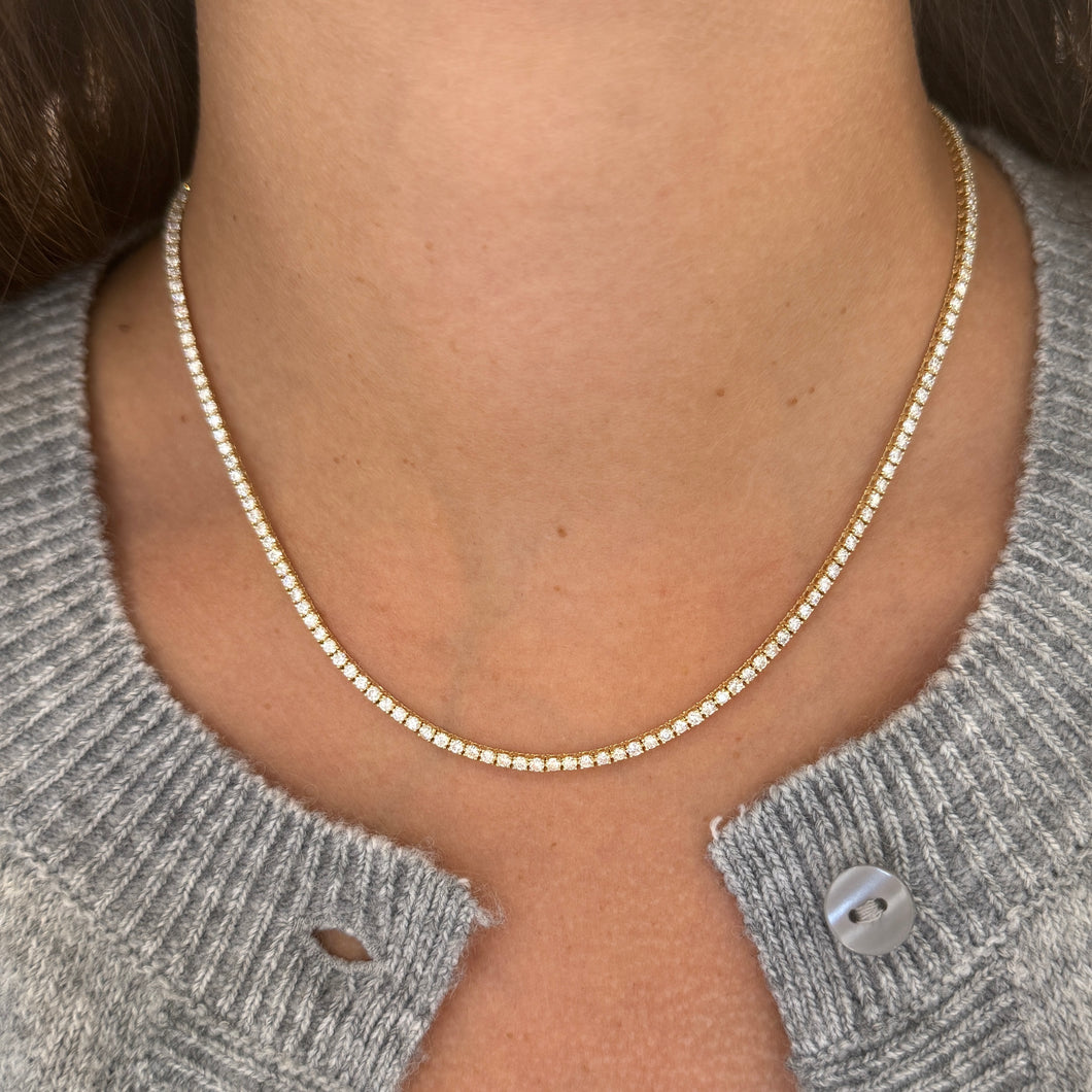 14K GOLD 5.35 CT DIAMOND CLASSIC TENNIS NECKLACE