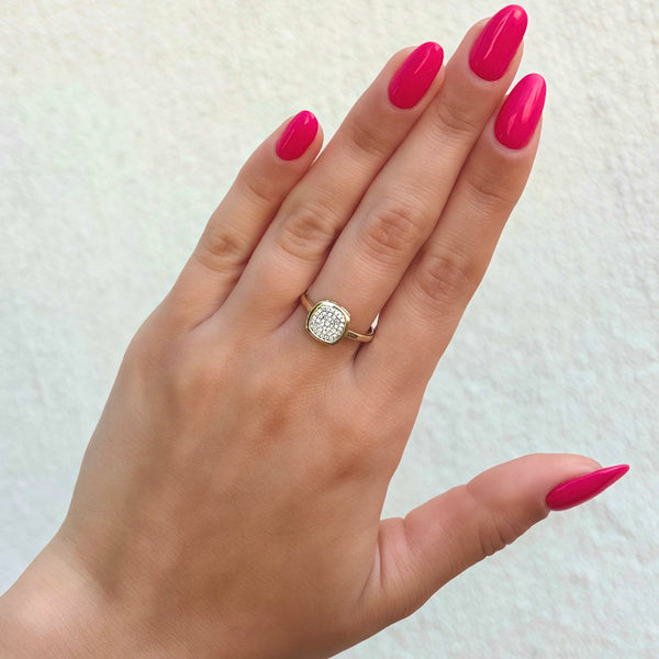 14K GOLD DIAMOND SMALL JESSIE CUSHION RING