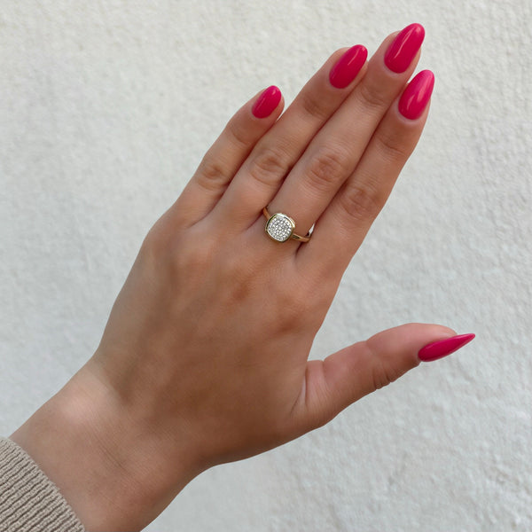 14K GOLD DIAMOND SMALL JESSIE CUSHION RING