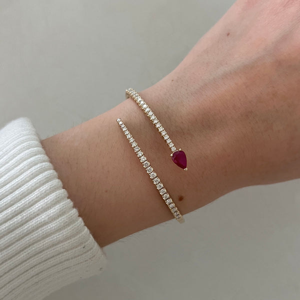 14K GOLD DIAMOND RUBY JULIETTE FLEX BANGLE