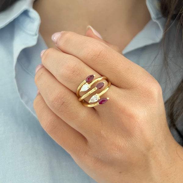 14K GOLD DIAMOND RUBY RACHELLE RING