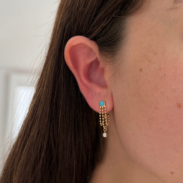 14K GOLD DIAMOND TURQUOISE LAURA EARRINGS