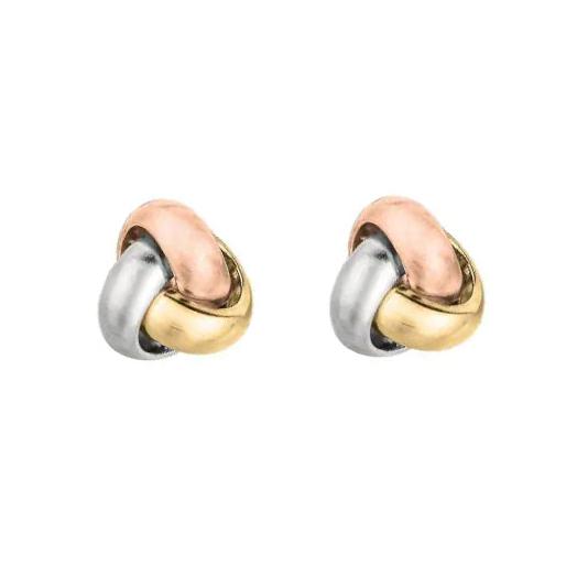 14K TRI-COLOR GOLD MEDIUM SIENNA KNOT STUDS