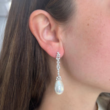14K GOLD DIAMOND PEARL CLEO EARRINGS