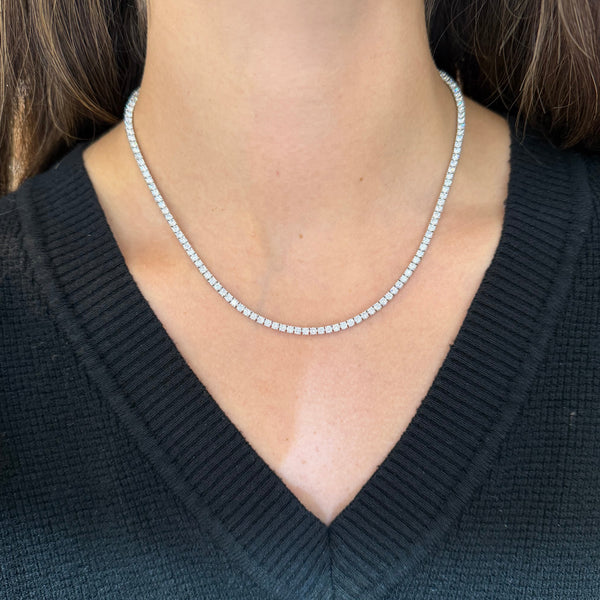 14K GOLD 7.60 CT LAB GROWN DIAMOND TENNIS NECKLACE