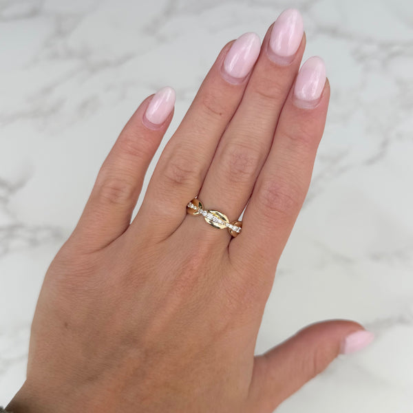 14K GOLD DIAMOND BEA RING
