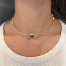 14K GOLD DIAMOND AND EMERALD CARMEN CHOKER NECKLACE